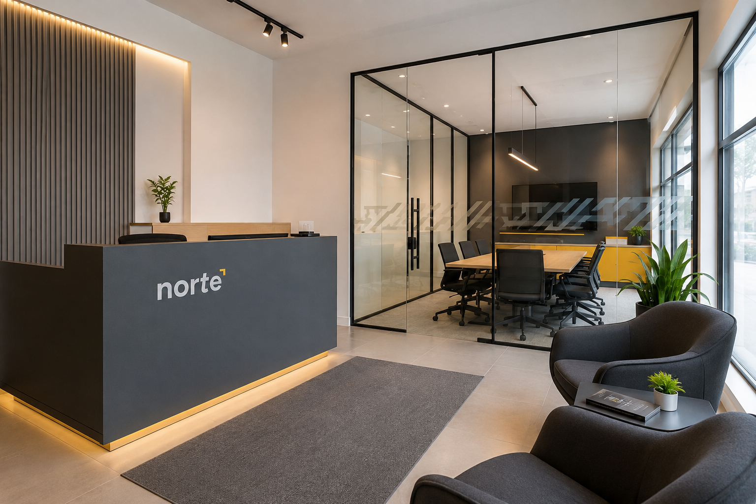 Sala interna de atendimento da agência Norte